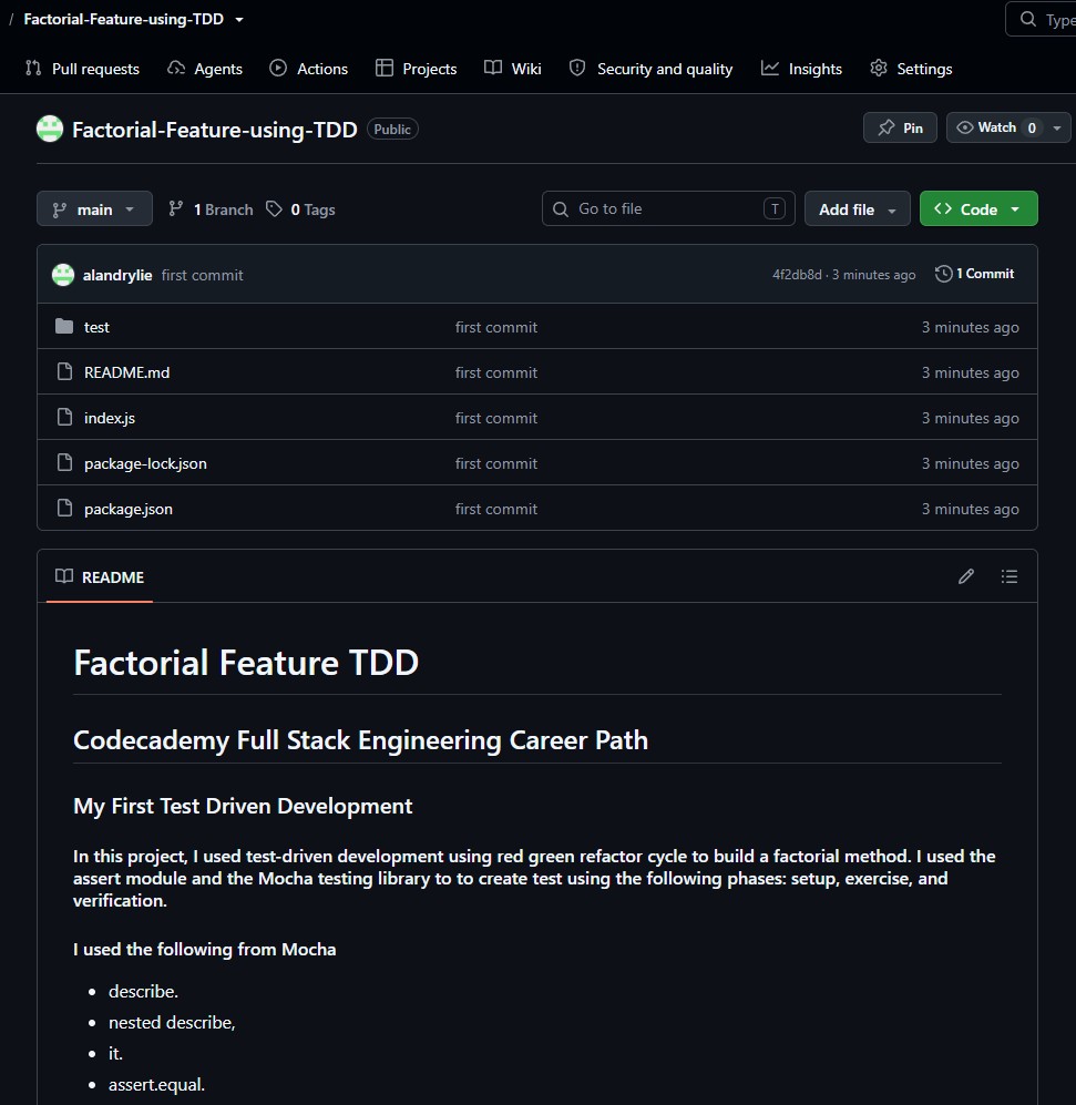 Factorial Feature project built with JavaScript on GitHub