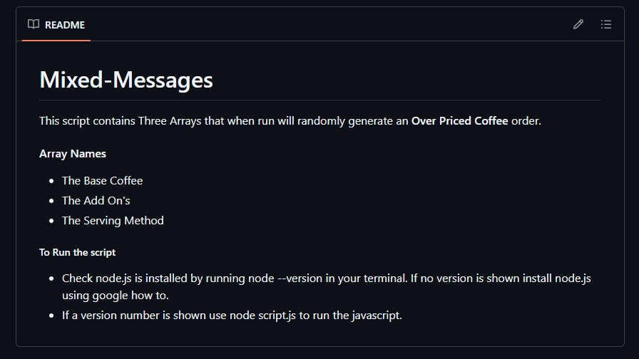 Mixed messages project built with JavaScript on GitHub