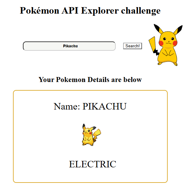 Screenshot of the Pokémon API TypeScript project