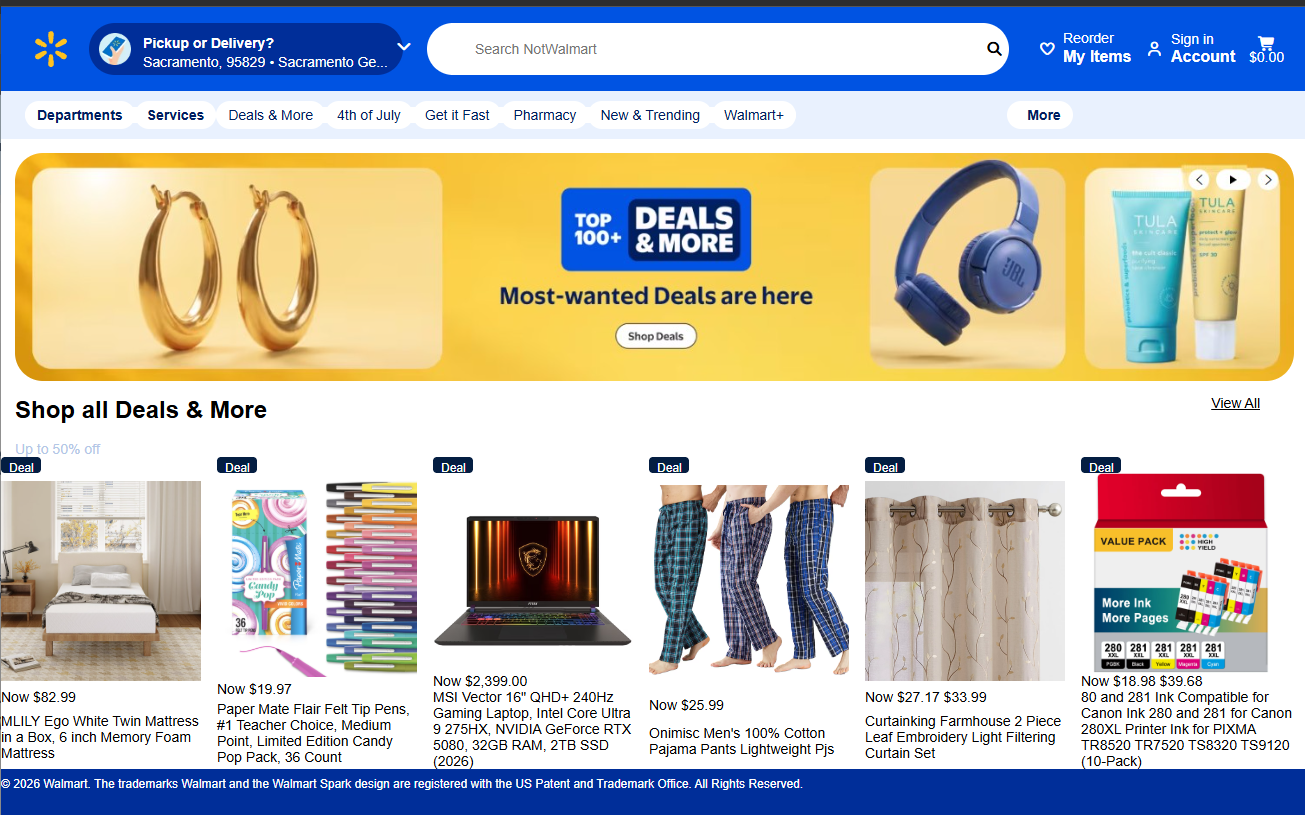 Walmart clone HTML/CSS rebuild project thumbnail